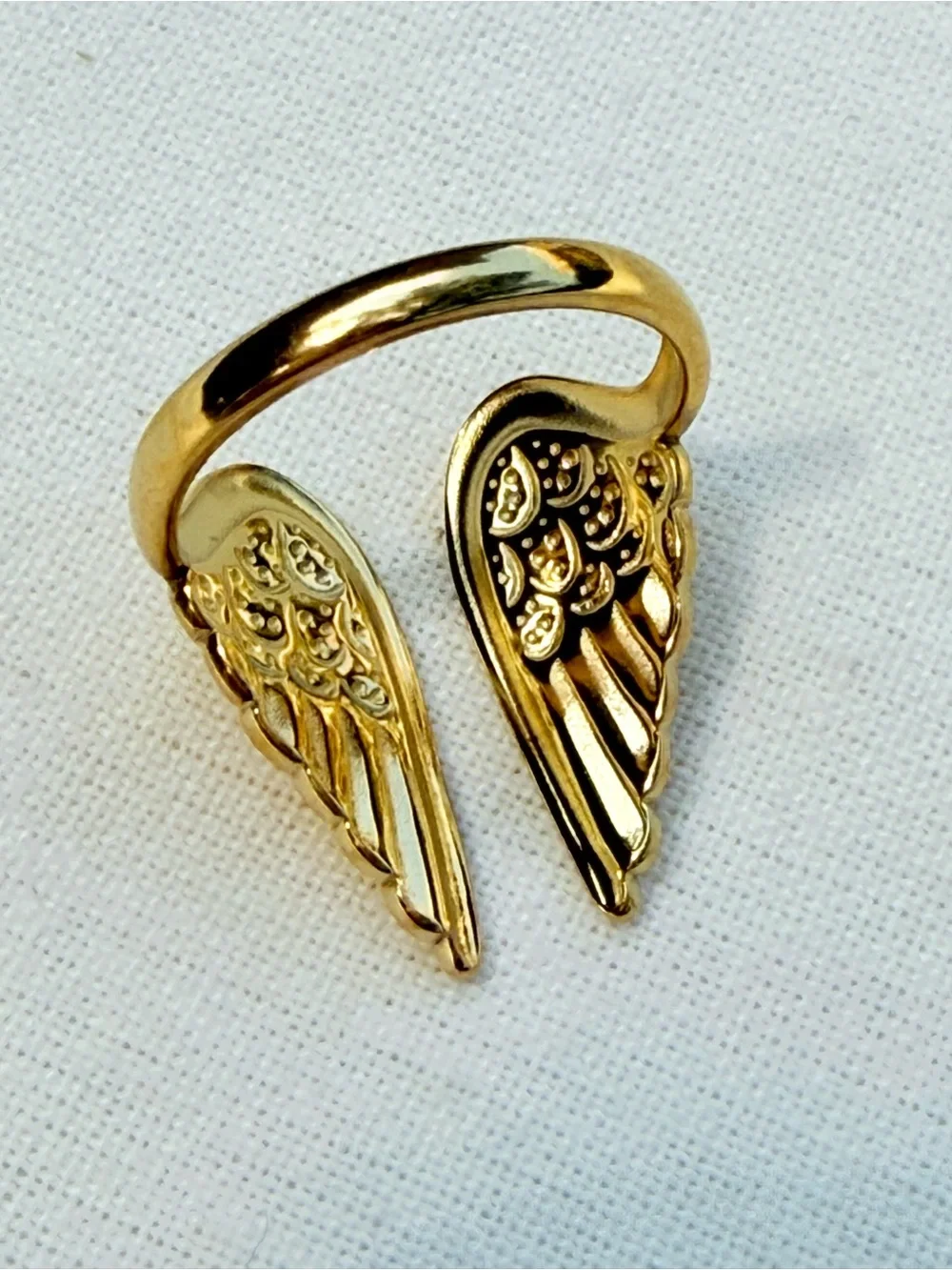 Vintage 18K Gold-Plated Stainless Steel Angel Wings Adjustable Hypoallergenic